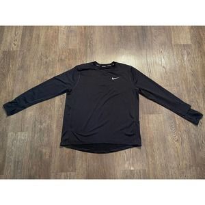 Nike Running Womens Size Large Black Long Sleeve Athletics Top Drifit Gym